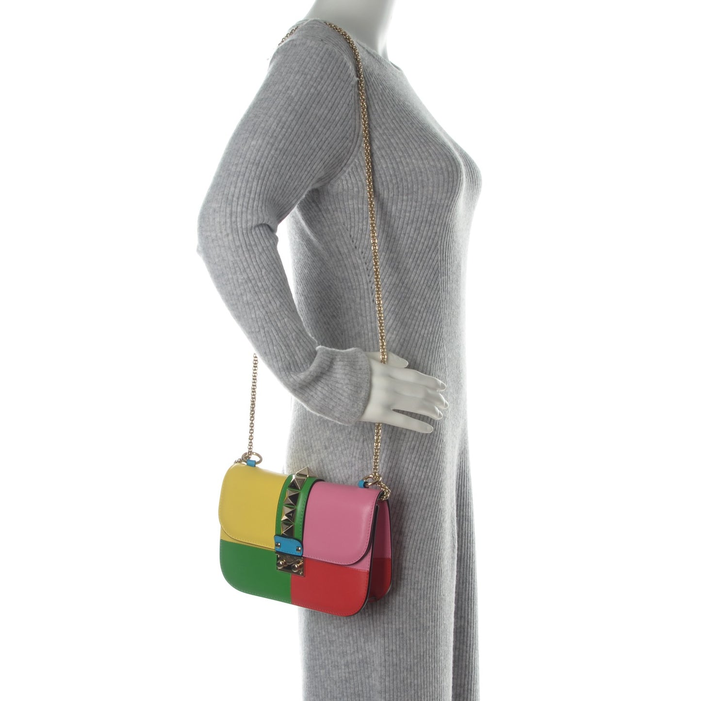 Vitello Small Glam Lock Rockstud Flap Multicolor
