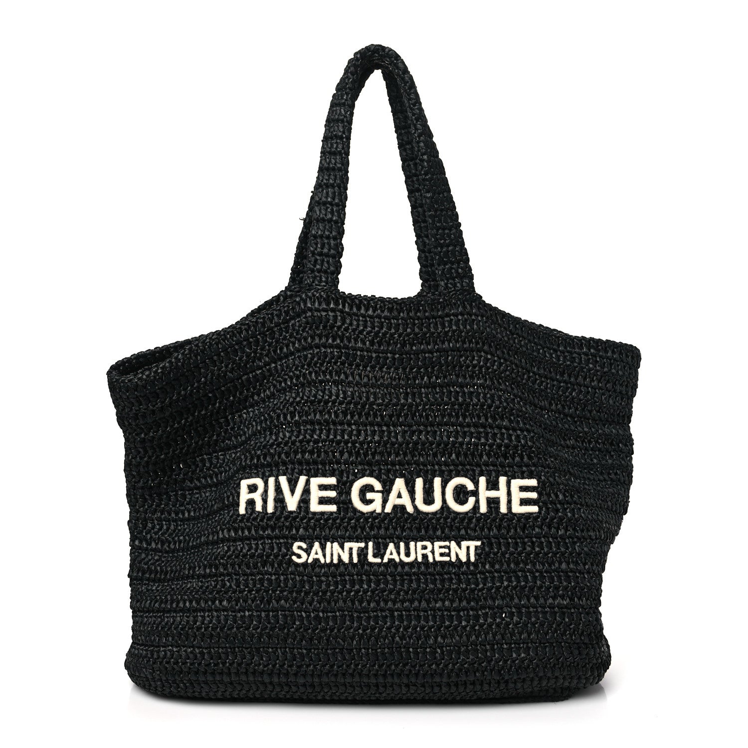 Saint Laurent SAINT LAURENT Raffia Rive Gauche Tote Black 1 of 10