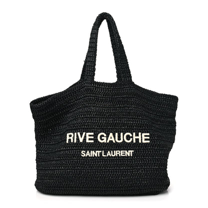 Saint Laurent SAINT LAURENT Raffia Rive Gauche Tote Black 1 of 10