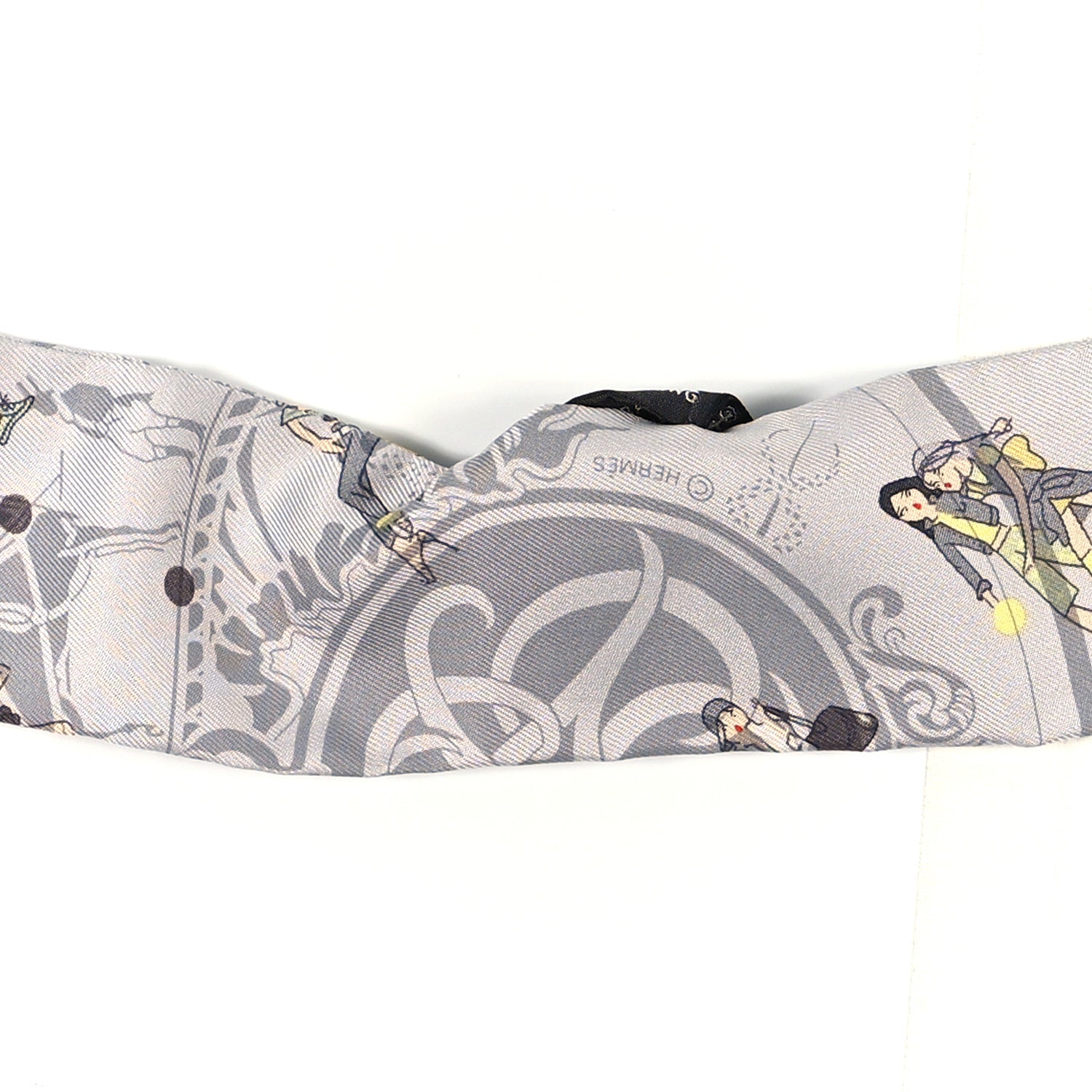 Hermes Silk Ex-Libris Les Parisiennes Twilly Gris Perle Jaune 4 of 4
