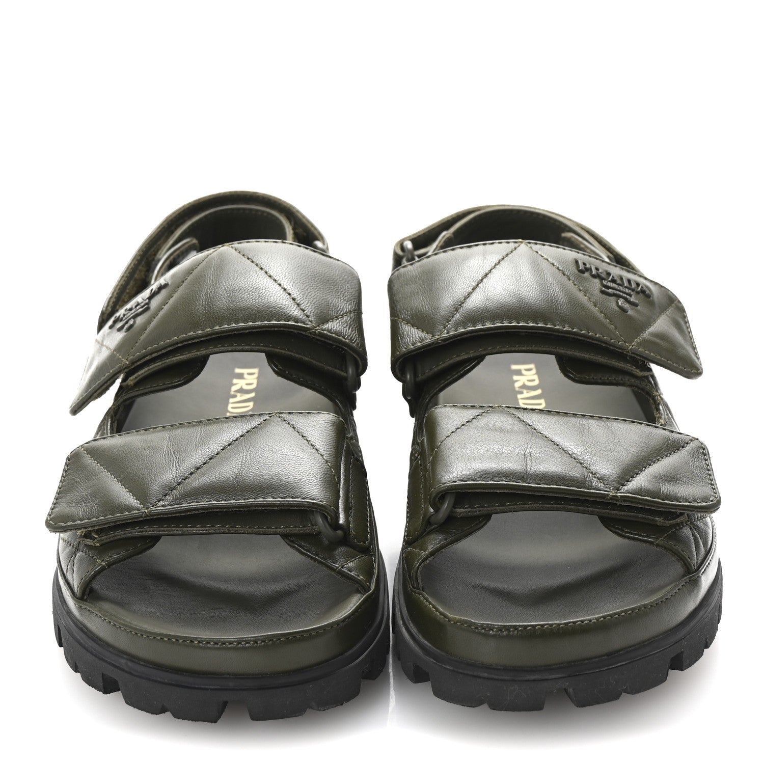 Prada Nappa Quilted Padded Slingback Sandals 35.5 Militare 3 of 9