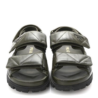 Prada Nappa Quilted Padded Slingback Sandals 35.5 Militare 3 of 9