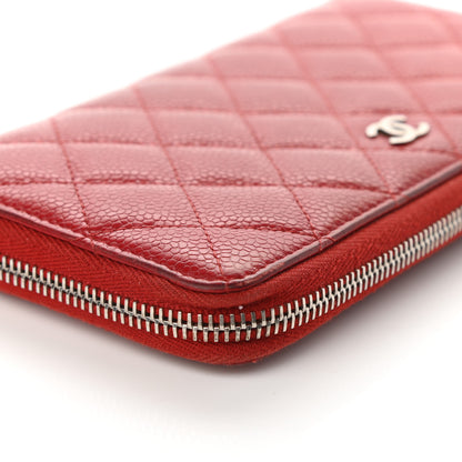 Chanel Caviar Quilted Large Gusset Zip Around Wallet Red 14 of 16