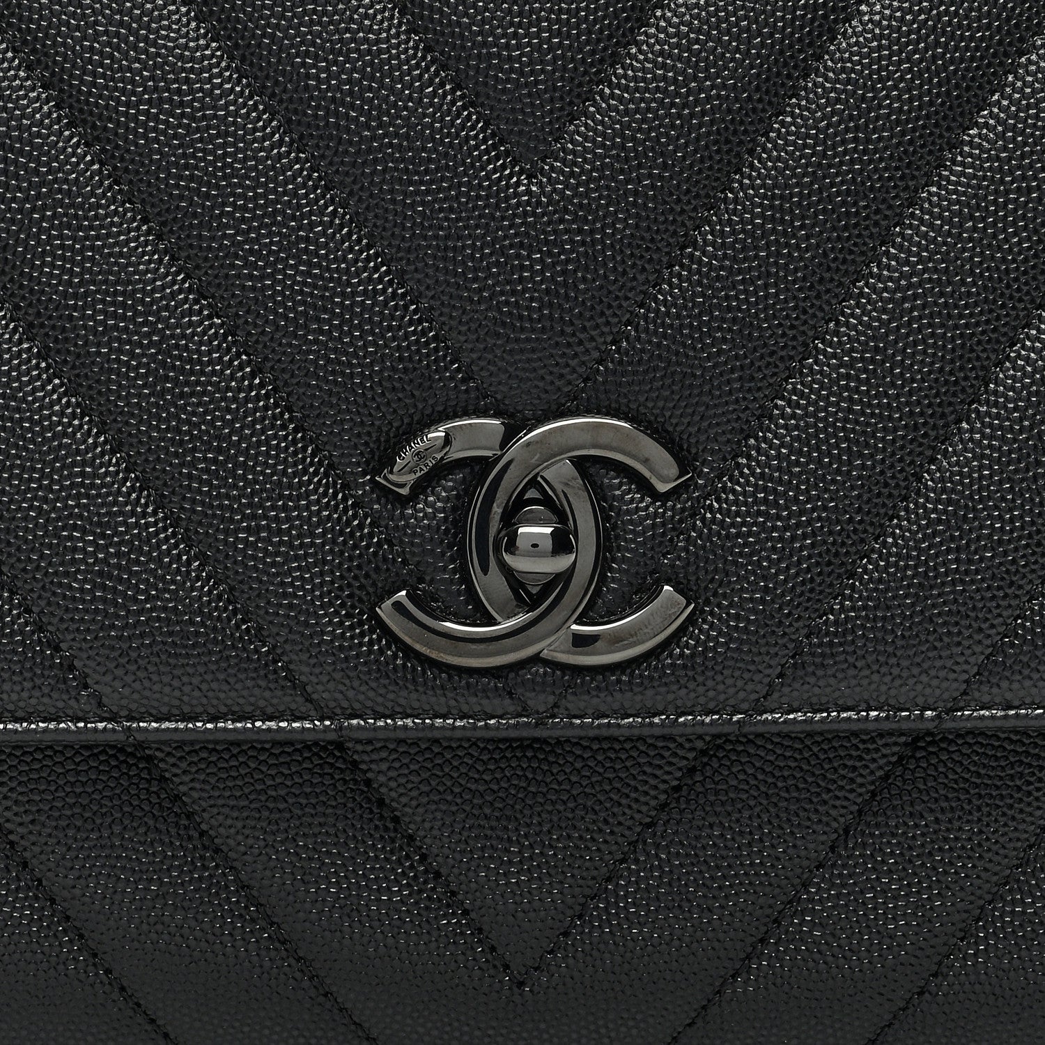 Chanel Caviar Chevron Quilted Small Coco Handle Flap So Black 8 of 10
