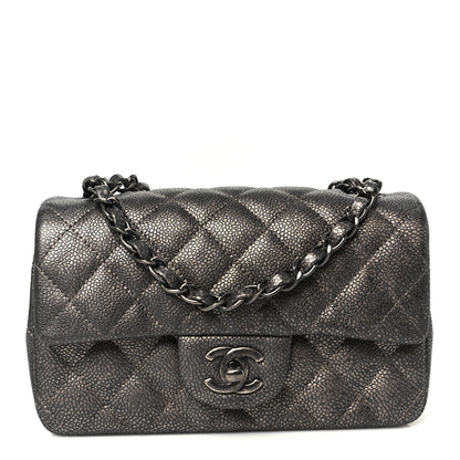 Chanel Metallic Caviar Quilted Mini Rectangular Flap Dark Silver 1 of 11