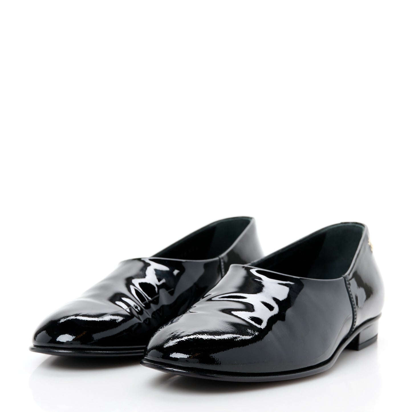 Patent Calfskin Moccasin Loafers 36.5 Black