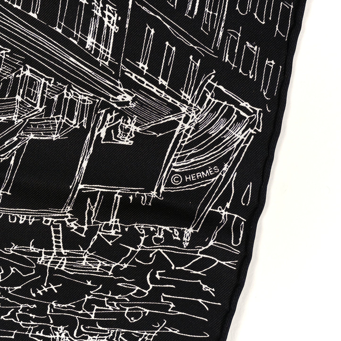 Silk Un Jardin Sur Le Toit Pocket Square Black White