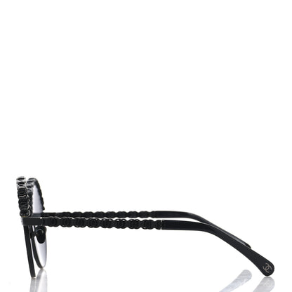 Chanel Metal Calfskin Round Chain Sunglasses 4265-Q Black 3 of 7