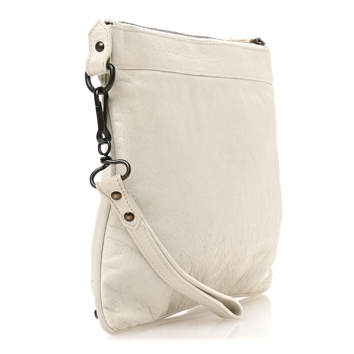 Balenciaga Agneau Classic Hardware Flat Handle Clutch White 4 of 12