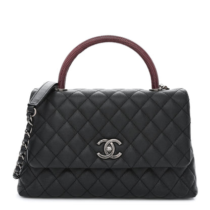 Chanel Caviar Lizard Quilted Small Coco Handle Flap Black 1 of 10