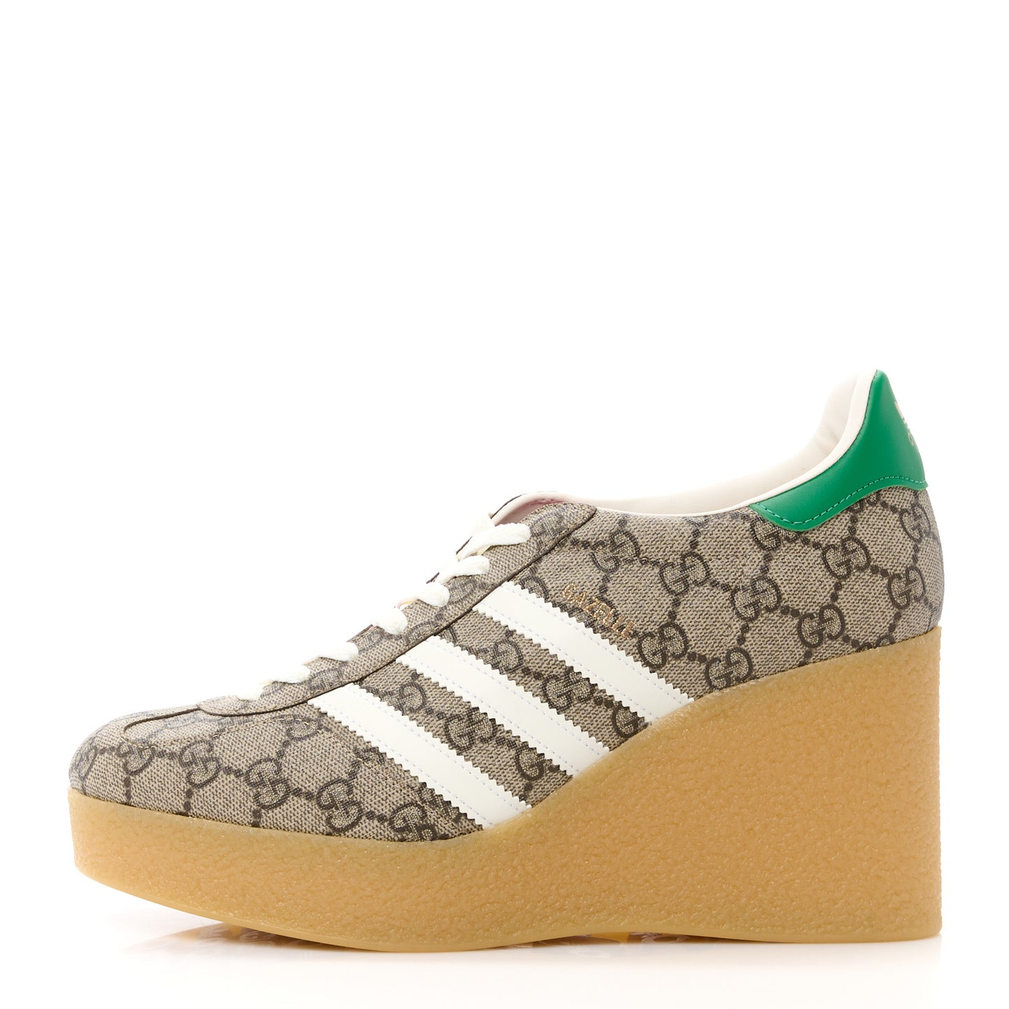 X ADIDAS GG Supreme Monogram Gazelle Wedge Sneakers 41 Beige Ebony Off White New Shamarock