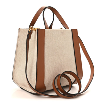 Valentino Garavani Canvas Calfskin Small Vlogo Signature Handbag Beige Selleria 3 of 9