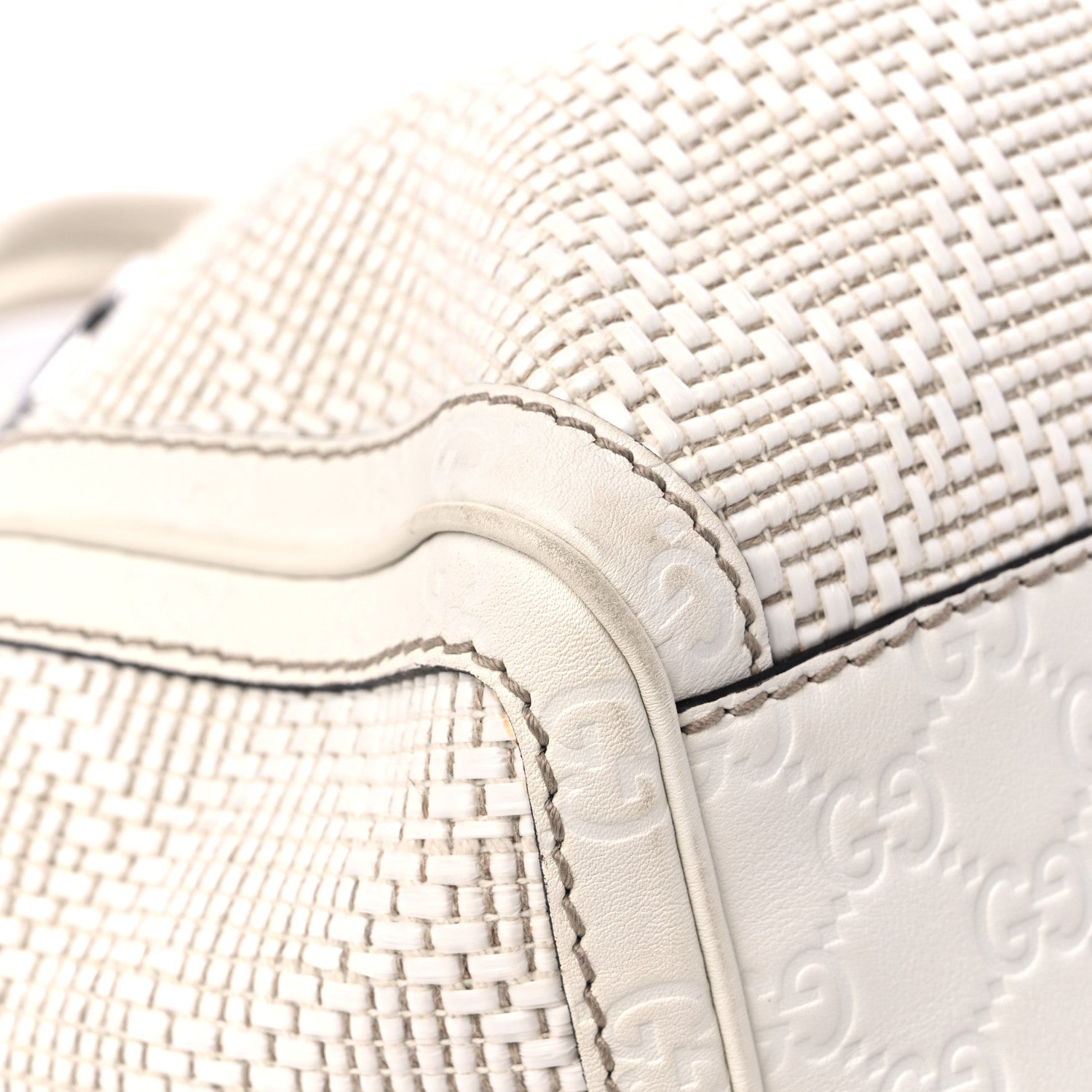 Gucci Woven Raffia Diamante Medium Sukey Tote White 8 of 15