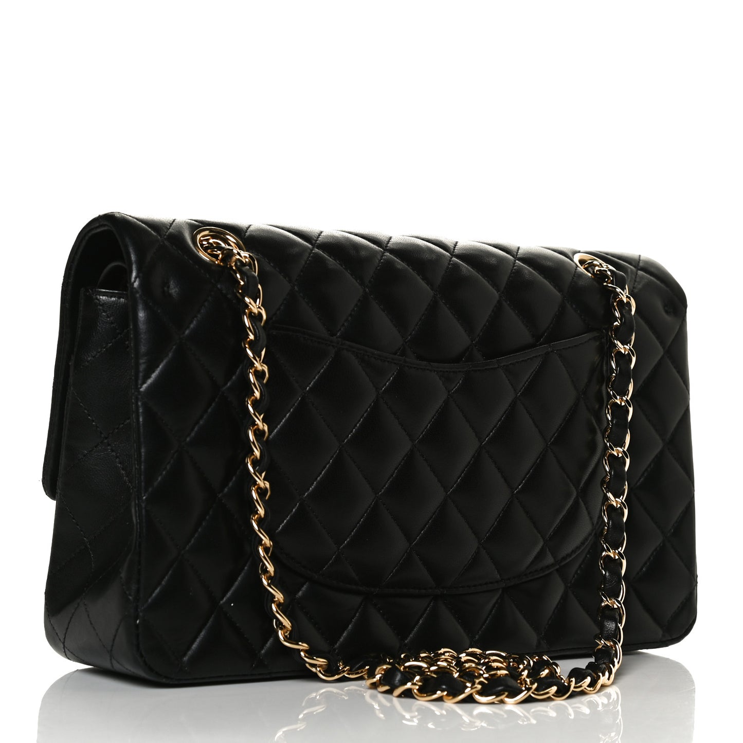 Lambskin Quilted Medium Double Flap Black
