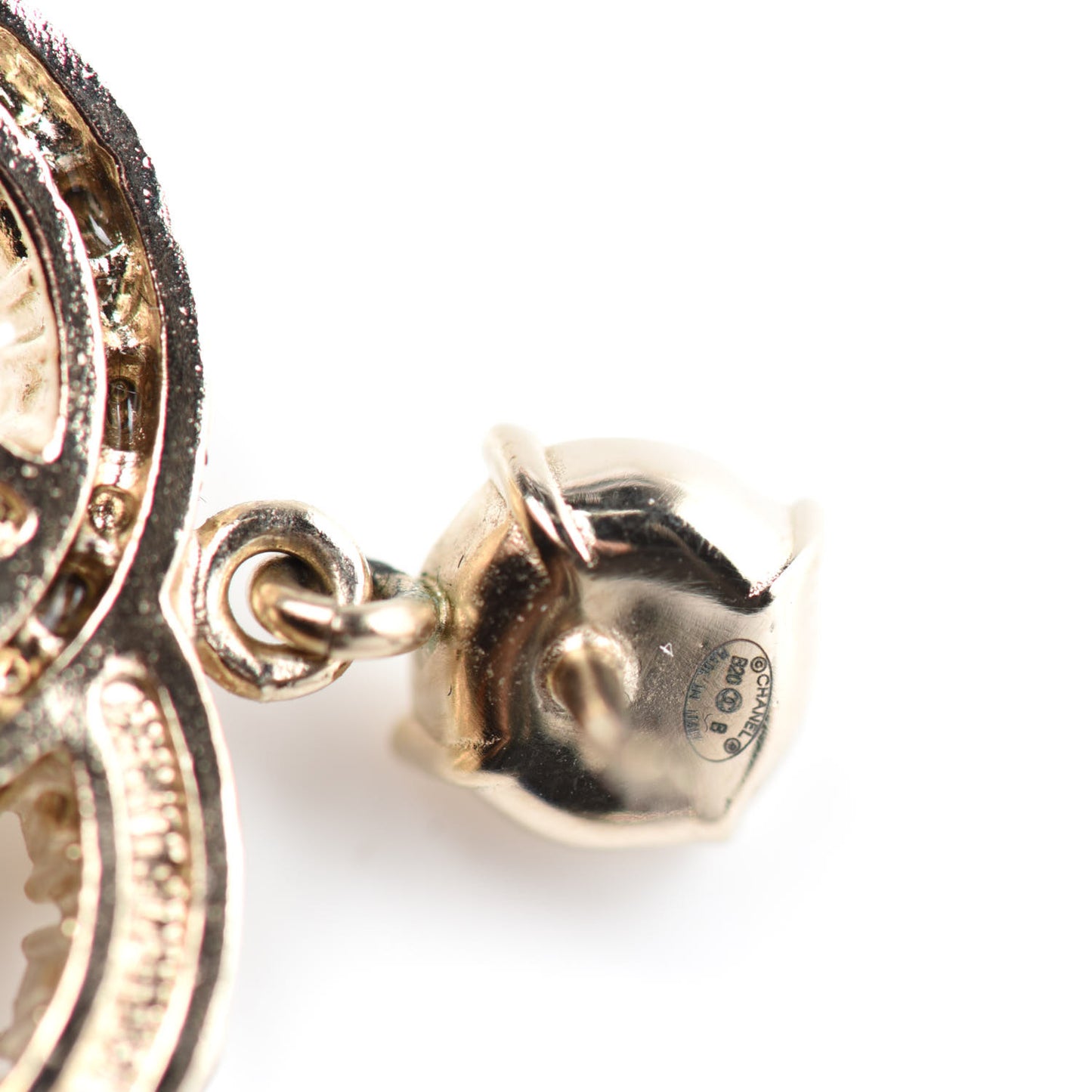 Crystal Pearl Dazzling Domino CC Drop Earrings Gold
