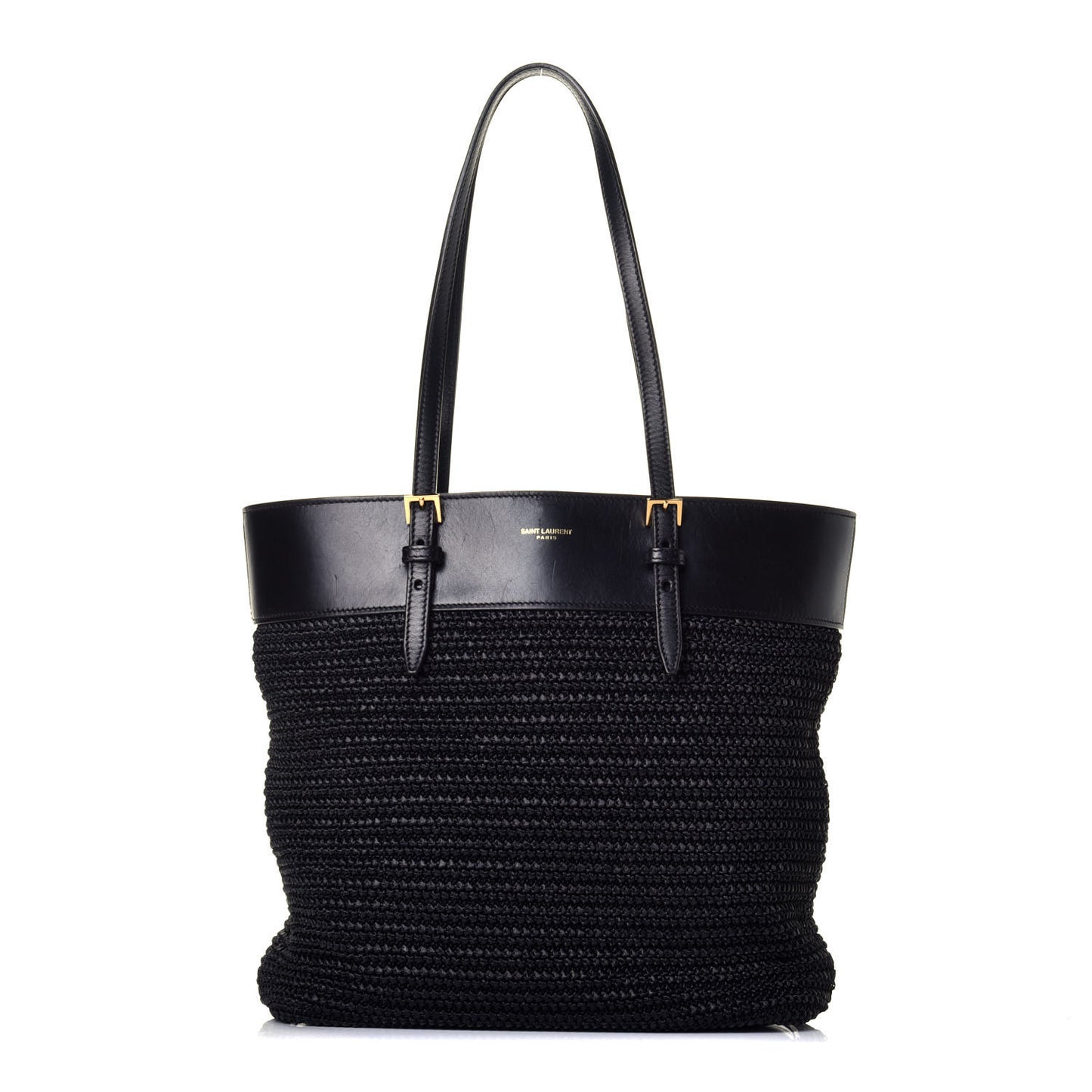 Calfskin Raffia Mini Tote Black