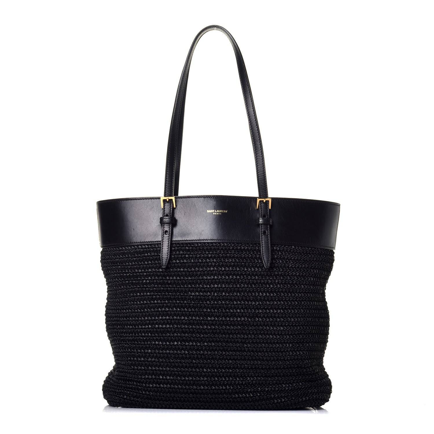 Saint Laurent Calfskin Raffia Mini Tote Black 1 of 8
