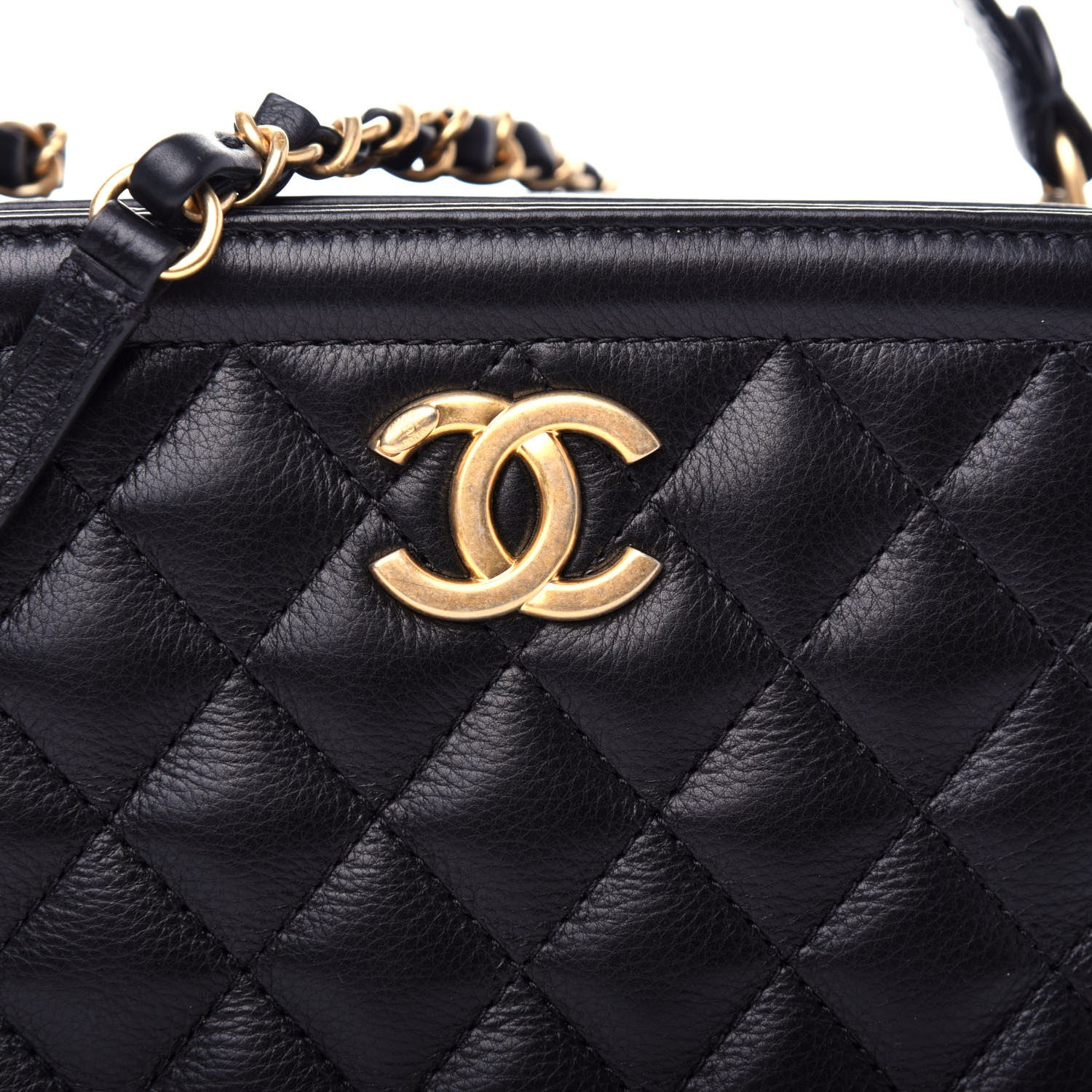 Chanel Calfskin Quilted CC Medium Vanity Case Black 10 of 11