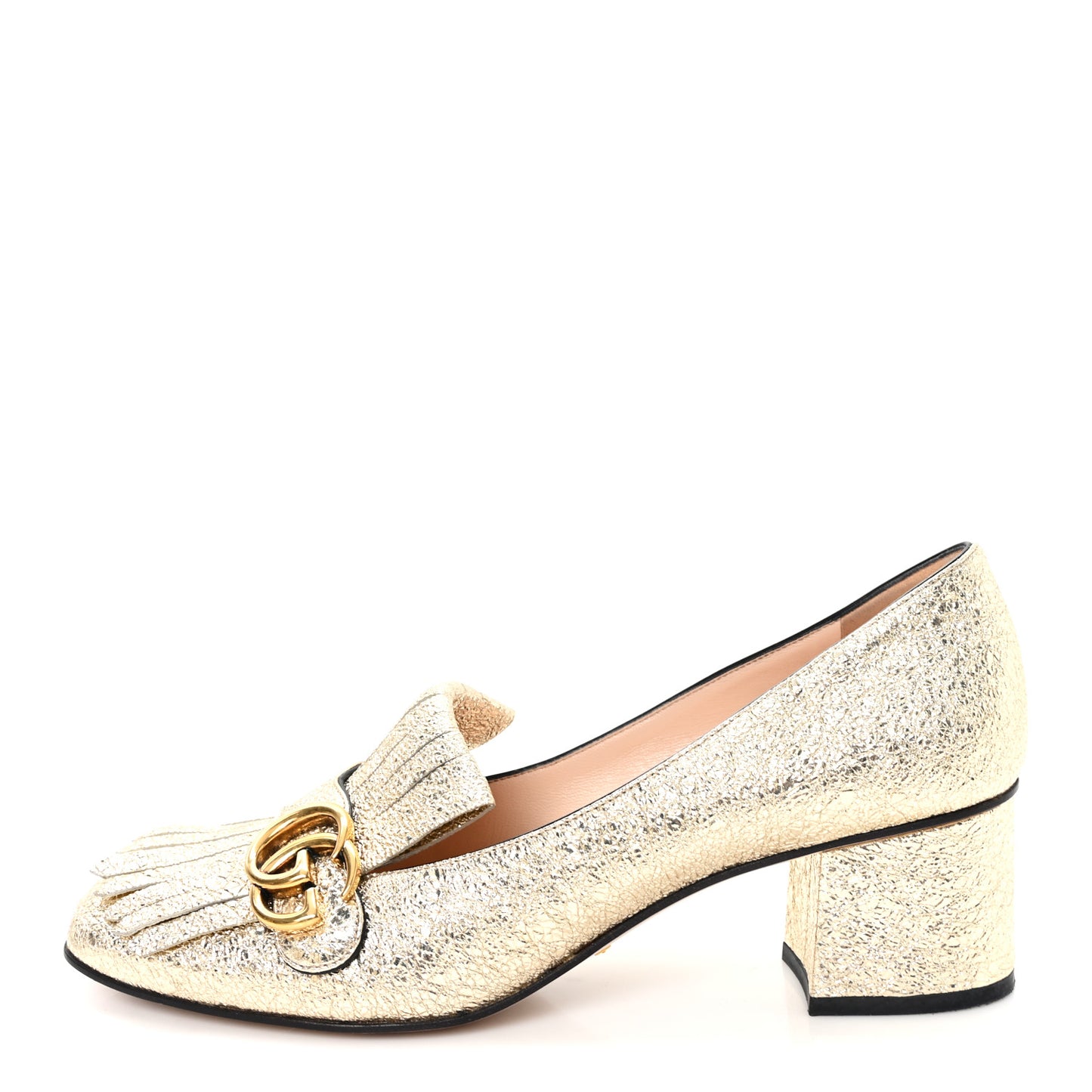 Galassia GG Marmont Fringe 50mm Loafer Pumps 41 Platino