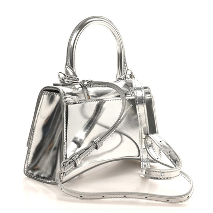 Balenciaga Mirror Calfskin Hourglass Top Handle Bag XS Silver 3 of 10