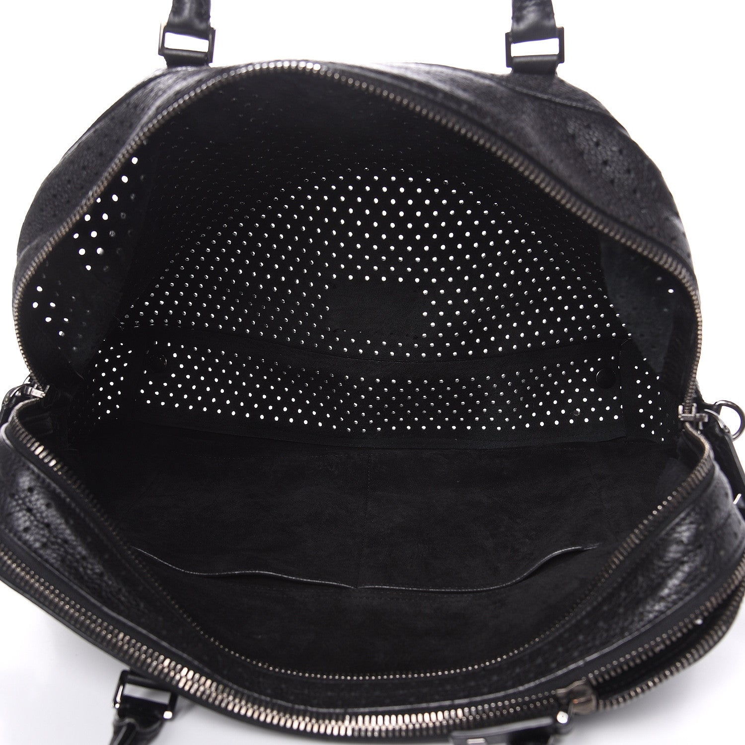 Valentino Garavani Calfskin Perforated Rockstud Large Travel Briefcase Black 5 of 20