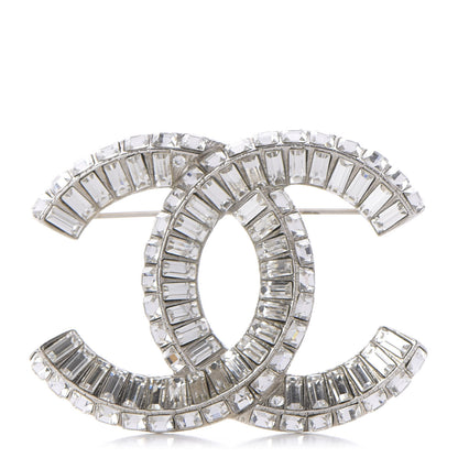 Chanel Baguette Crystal CC Brooch Silver 1 of 5