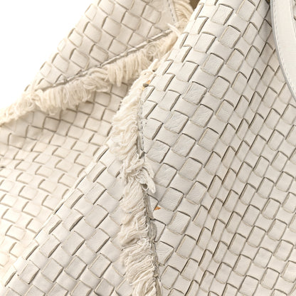 Bottega Veneta Nappa Intrecciato Canvas Fringe Maltinto Tote White 17 of 18