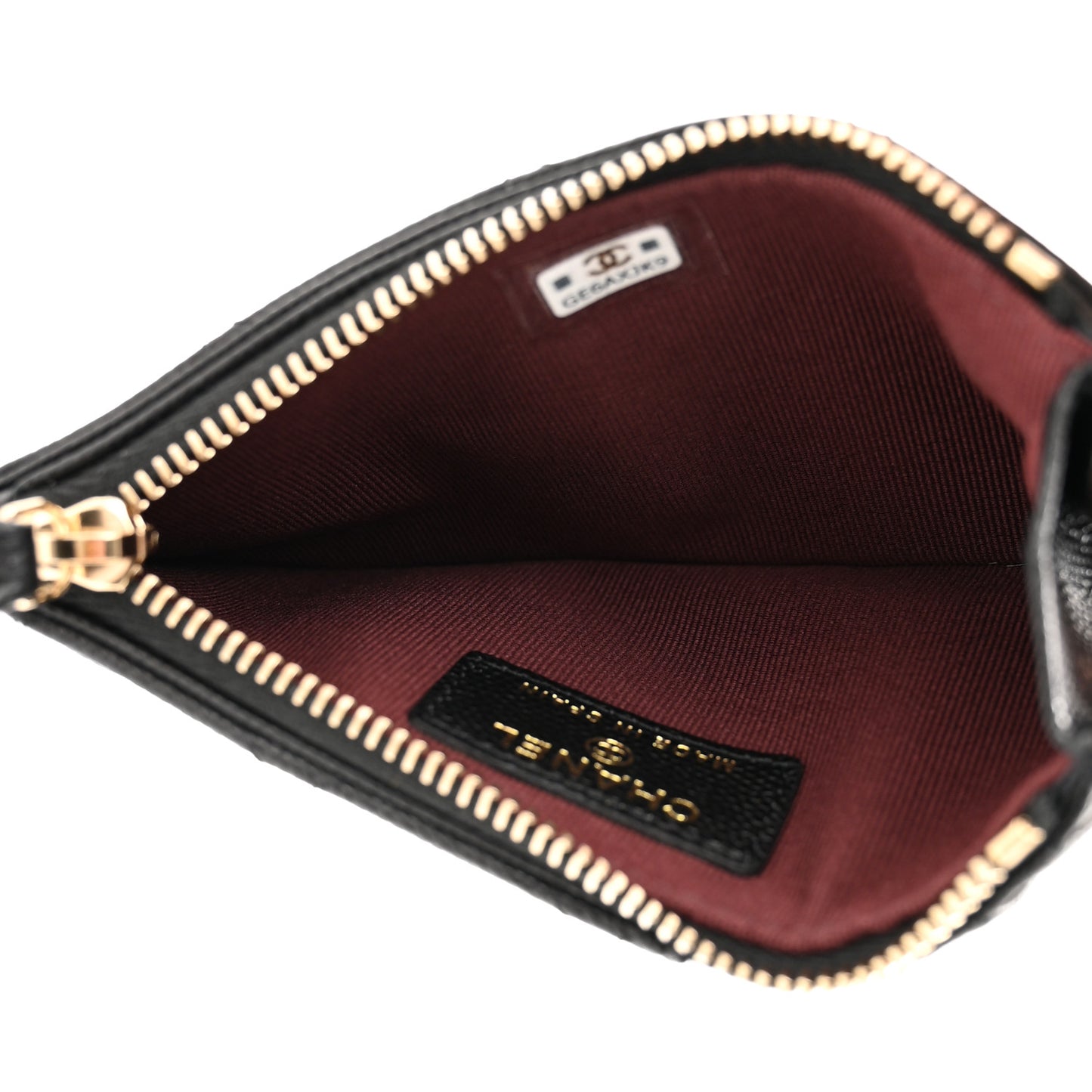 Caviar Quilted Flap Zip Card Holder Black