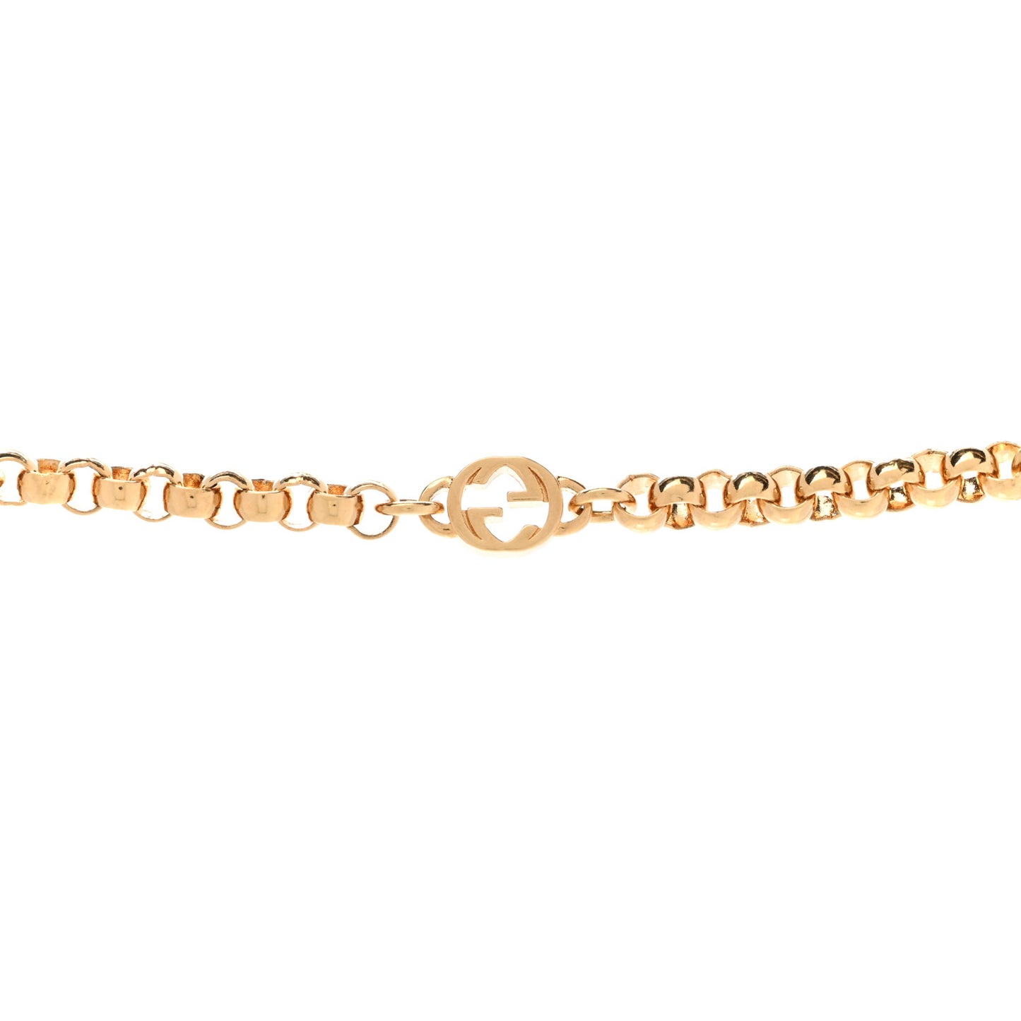 Pearl Crystal Embellished Interlocking G Necklace Pink Aged Gold