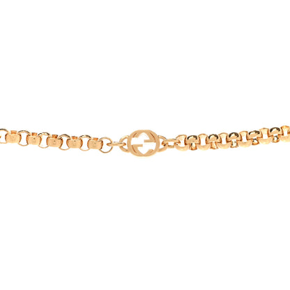 Gucci Pearl Crystal Embellished Interlocking G Necklace Pink Aged Gold 5 of 7