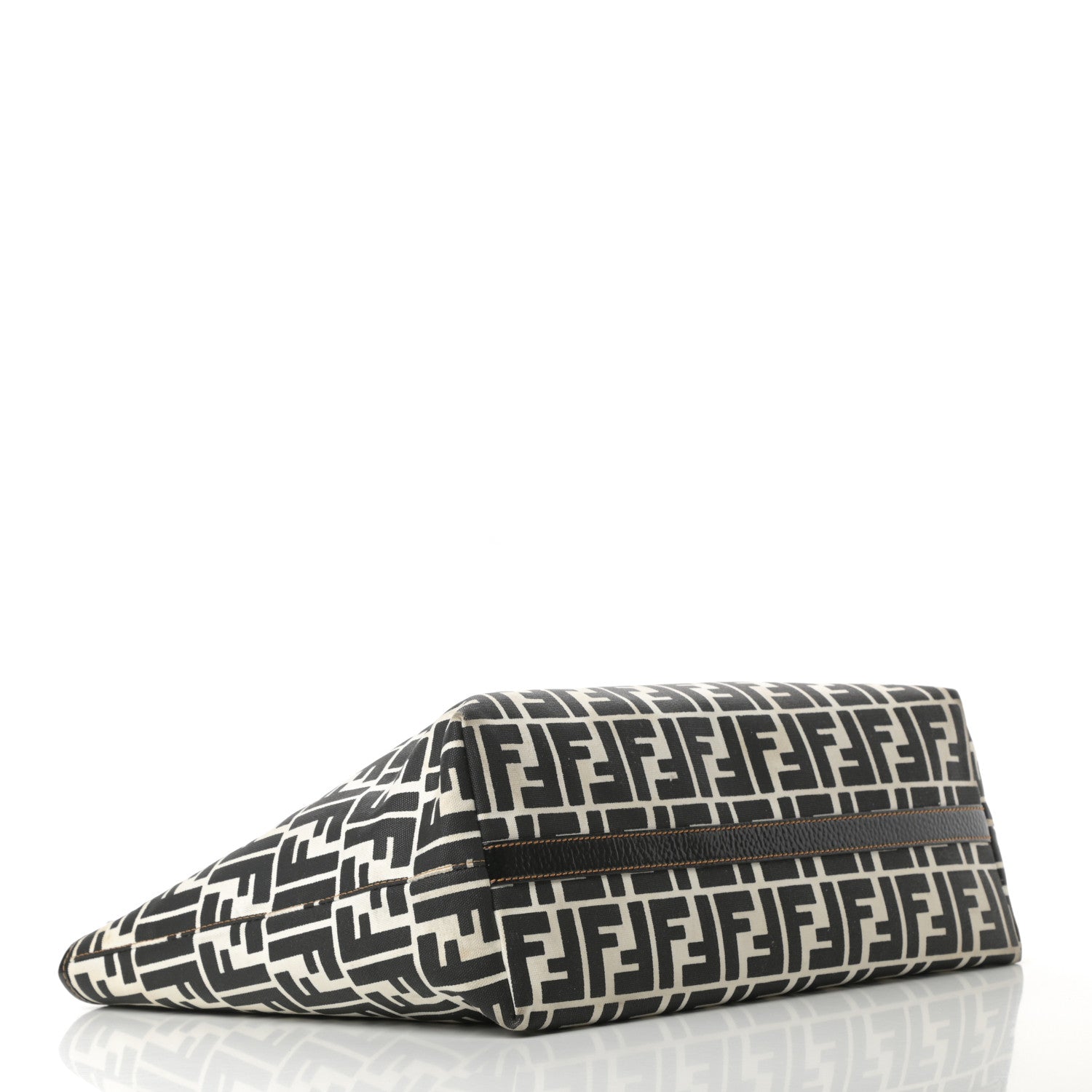 Fendi Canvas FF Roll Tote Black White 4 of 18