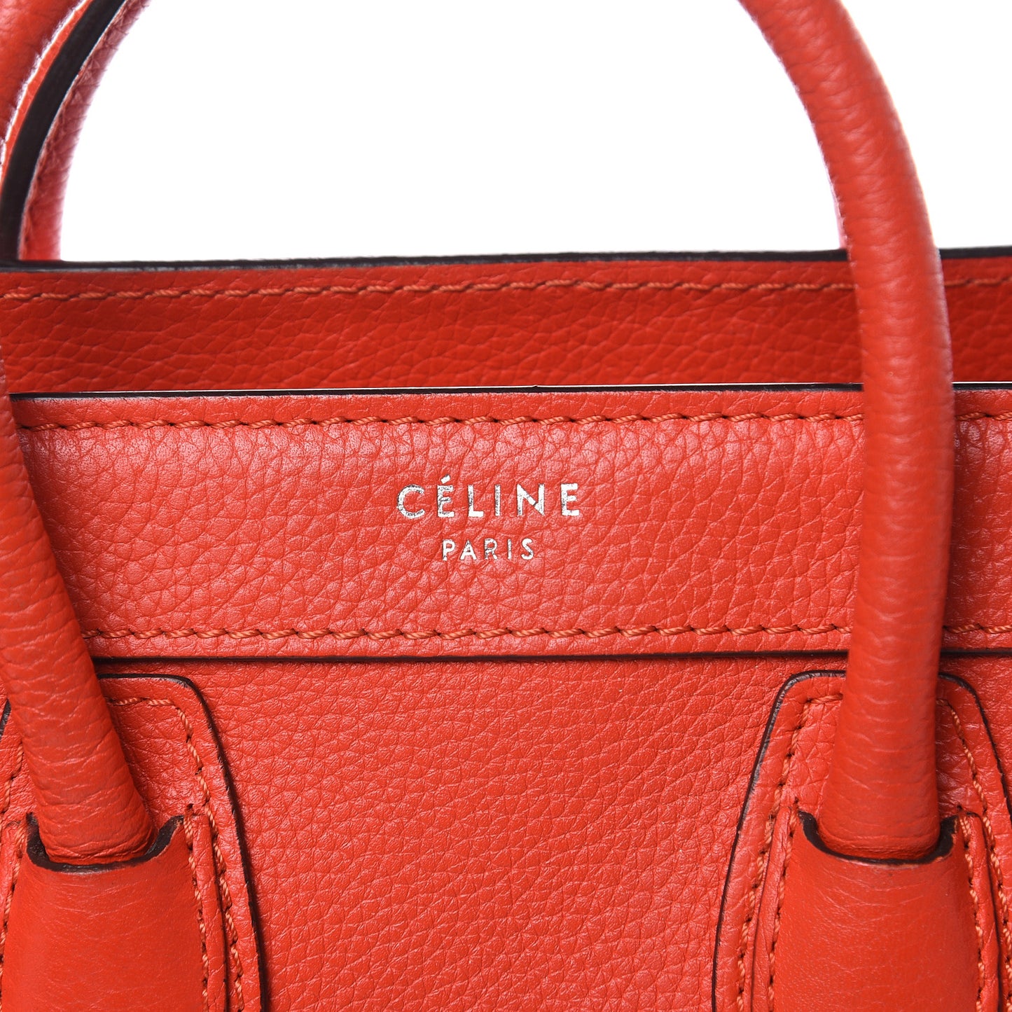 Drummed Calfskin Nano Luggage Vermillion