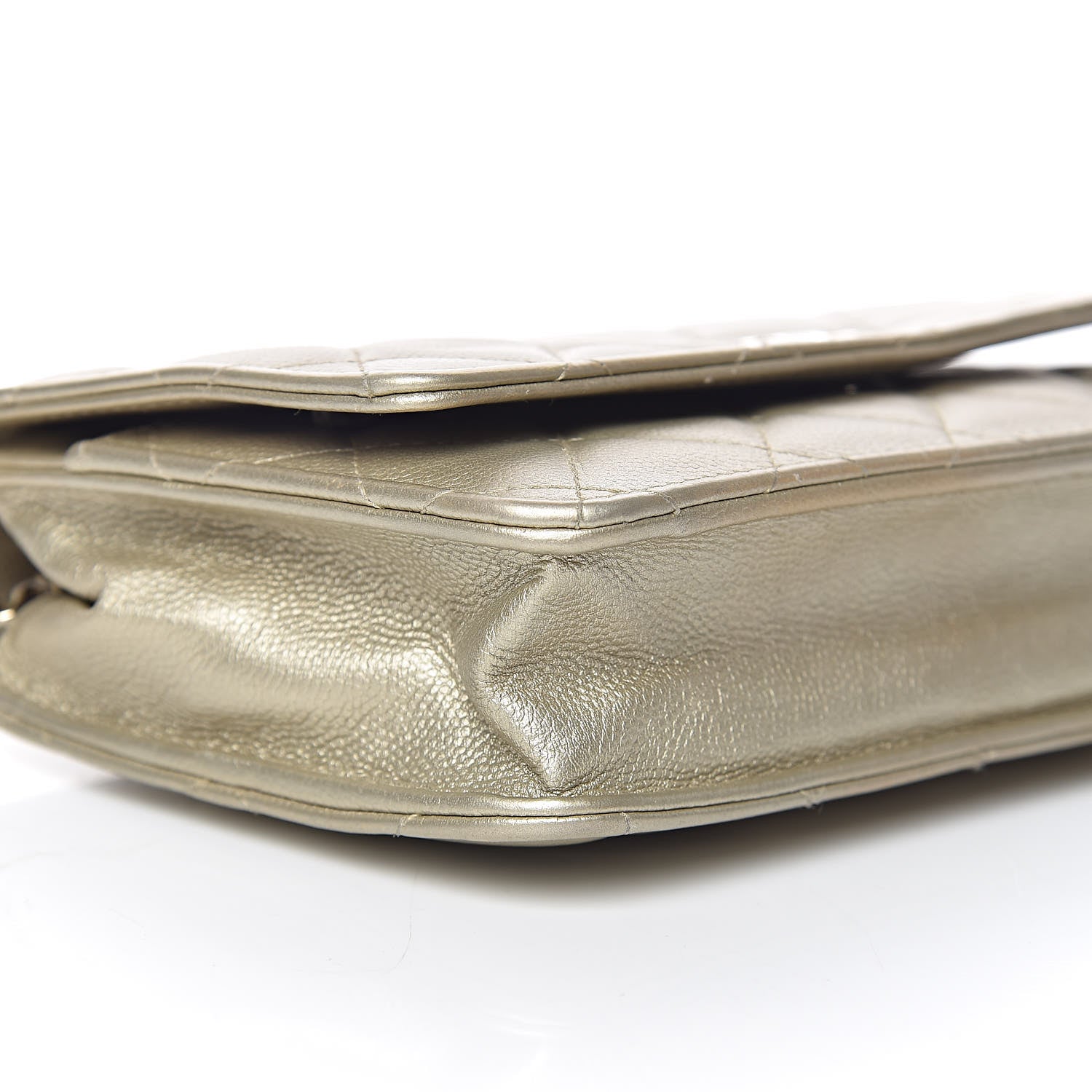 Chanel Pearly Caviar Quilted Wallet On Chain WOC Light Gold 9 of 14