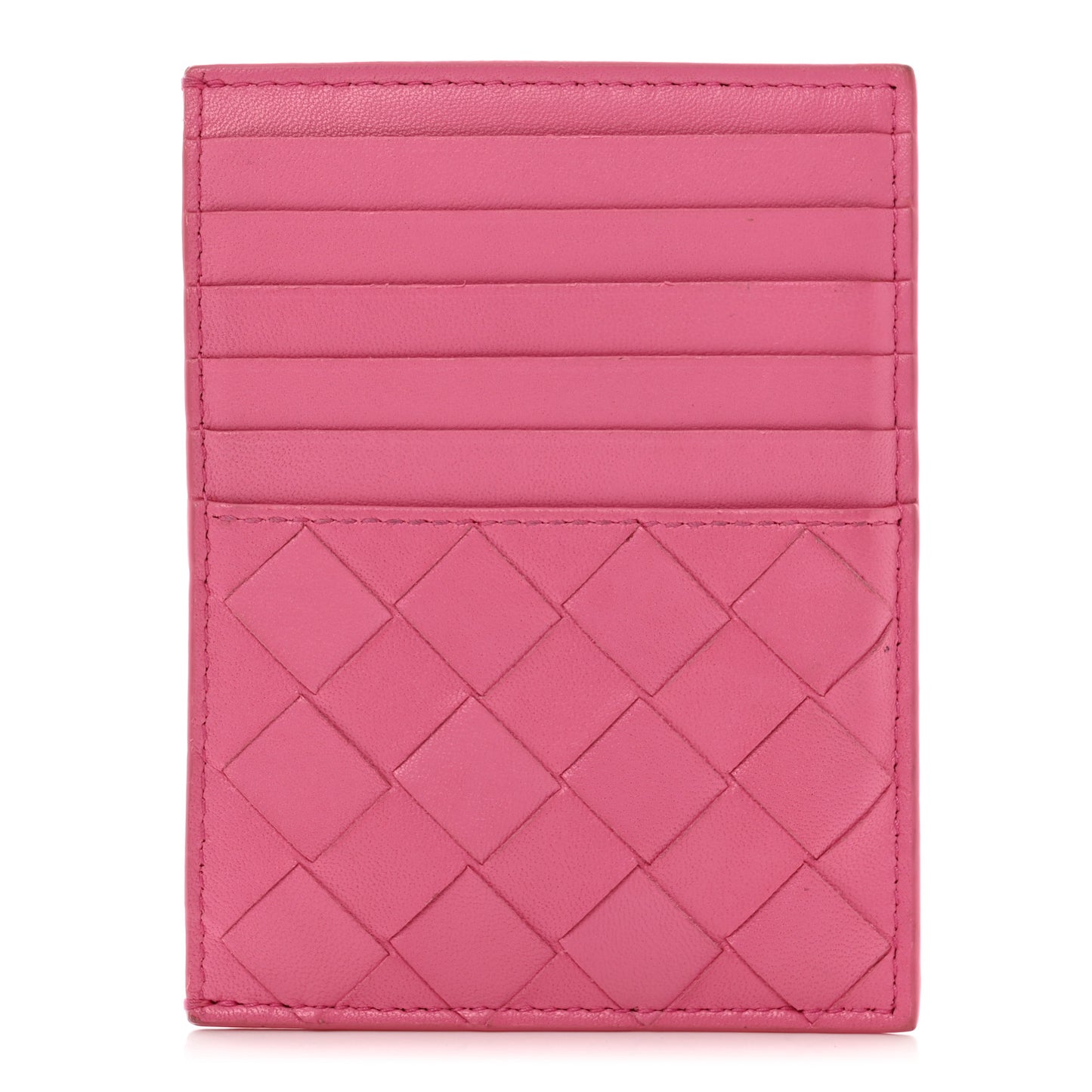 Nappa Intrecciato Zip Card Holder Pink