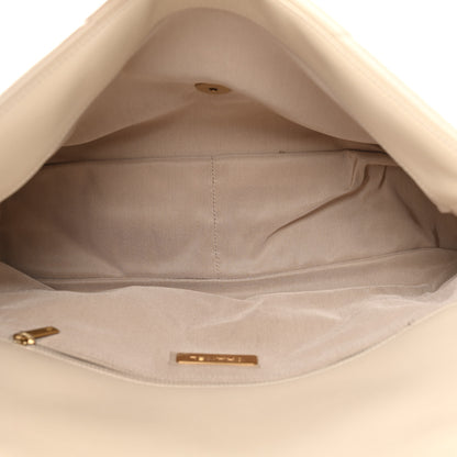 Chanel Goatskin Quilted Maxi Chanel 19 Flap Beige 5 of 10