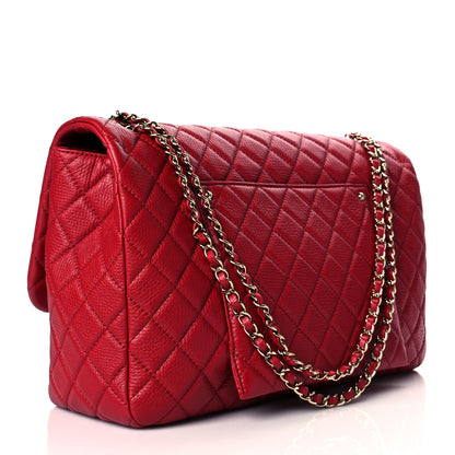 Chanel Calfskin Quilted Small XXL Travel Flap Bag Red 3 of 11