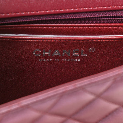 Chanel Iridescent Lambskin Quilted Mini Square Flap Burgundy 6 of 11