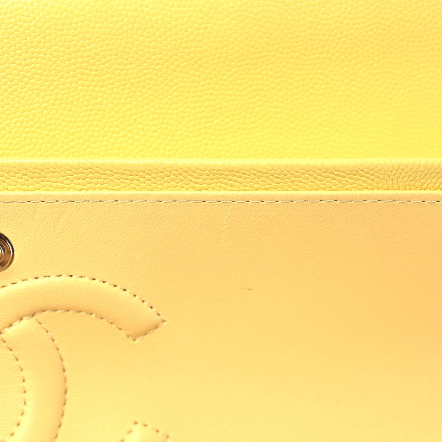 Caviar Quilted Medium Double Flap Yellow