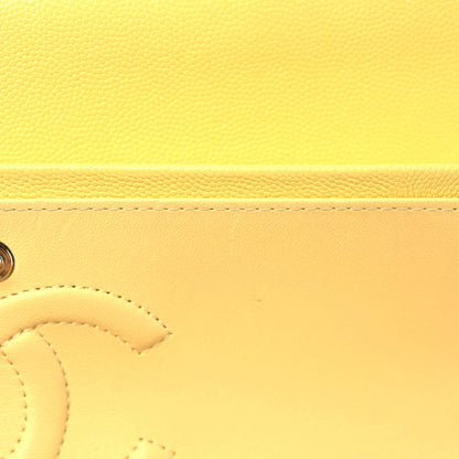 Chanel Caviar Quilted Medium Double Flap Yellow 17 of 20