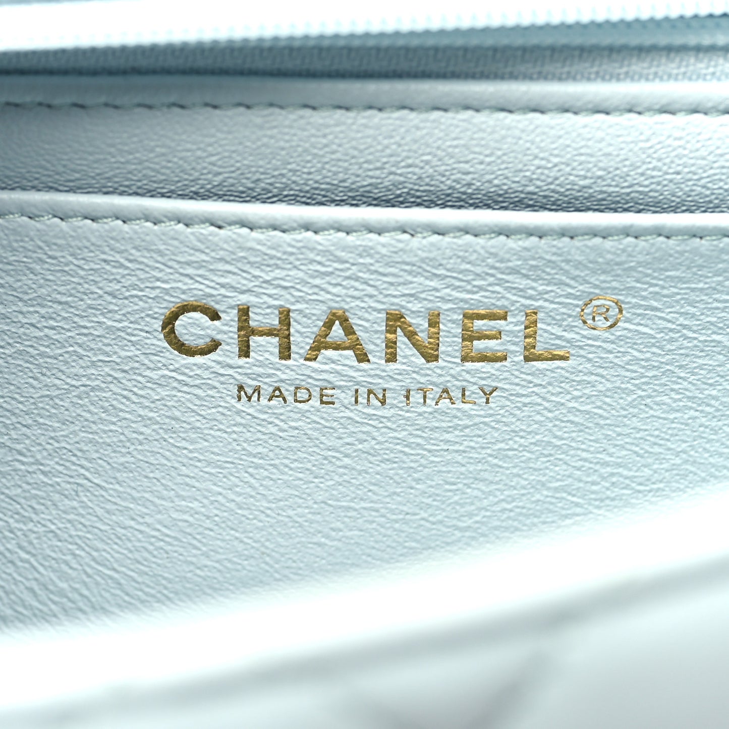 Lambskin Quilted Mini Top Handle Rectangular Flap Light Blue