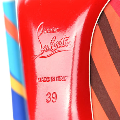 Christian Louboutin Patent Striped Grand Bain Swimming Pool So Kate 120 Pumps 39 Multicolor Lin Blue White 7 of 7