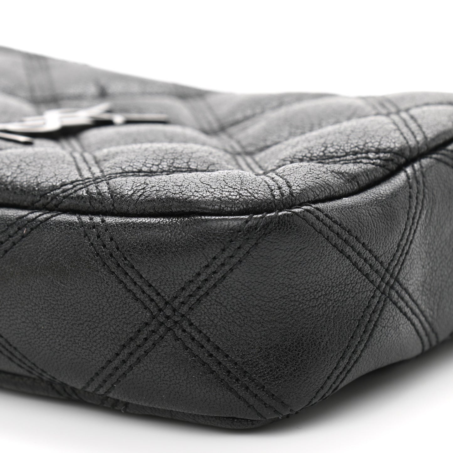 Grained Lambskin Quilted Mini Becky Double Zip Bag Black