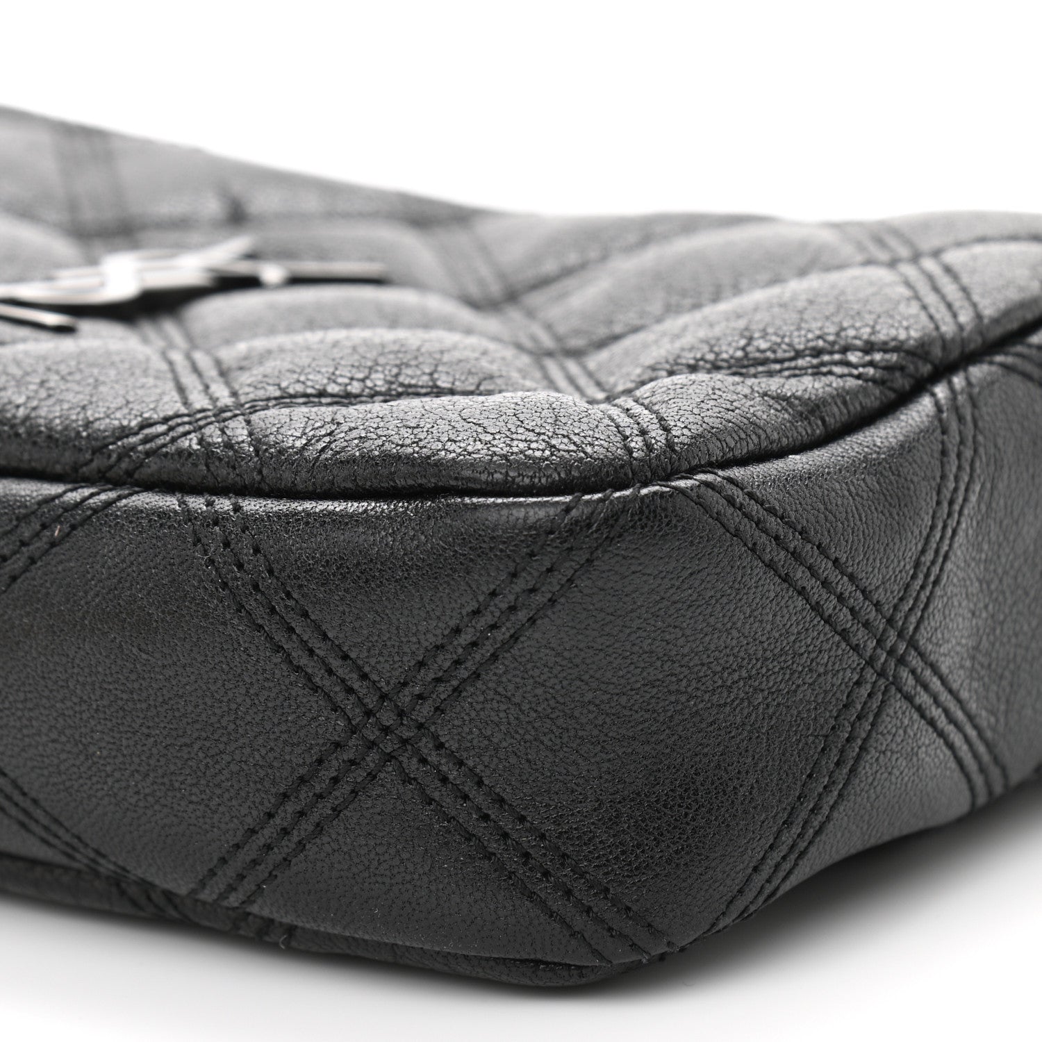 Saint Laurent Grained Lambskin Quilted Mini Becky Double Zip Bag Black 11 of 13