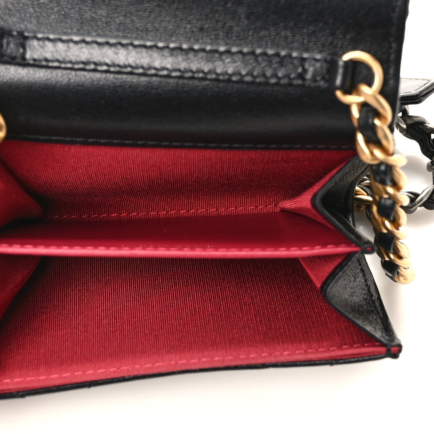 Lambskin Quilted Chanel 19 Flap Coin Purse With Chain Black