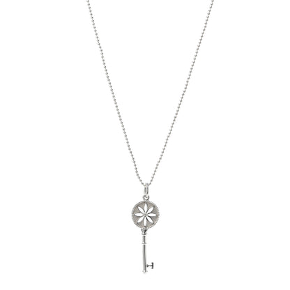 Tiffany Sterling Silver Diamond Small Daisy Key Pendant Necklace 1 of 5