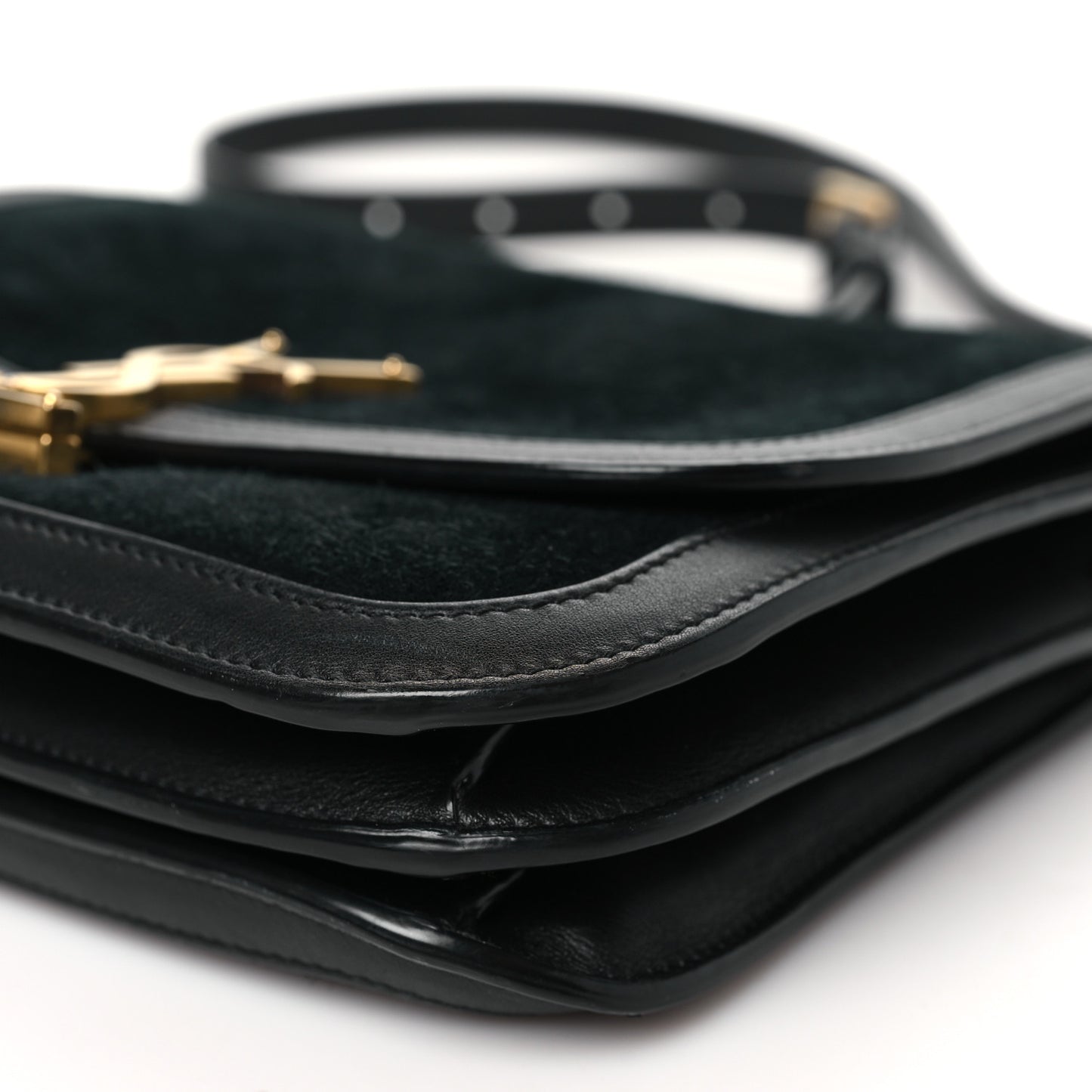 Suede Smooth Calfskin Monogram Medium Solferino Soft Satchel Black