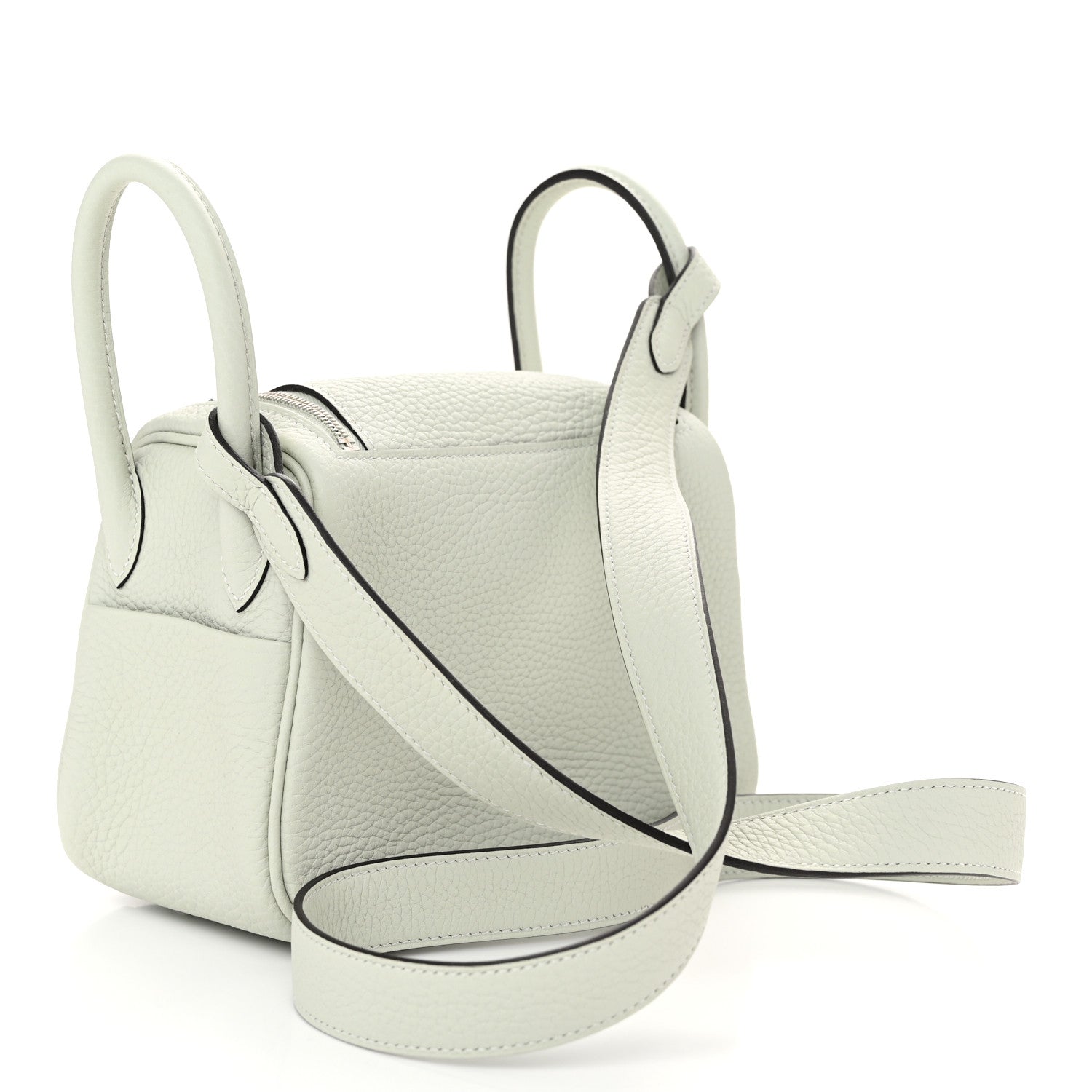 Hermes Taurillon Clemence Mini Lindy 20 Gris Neve 3 of 11