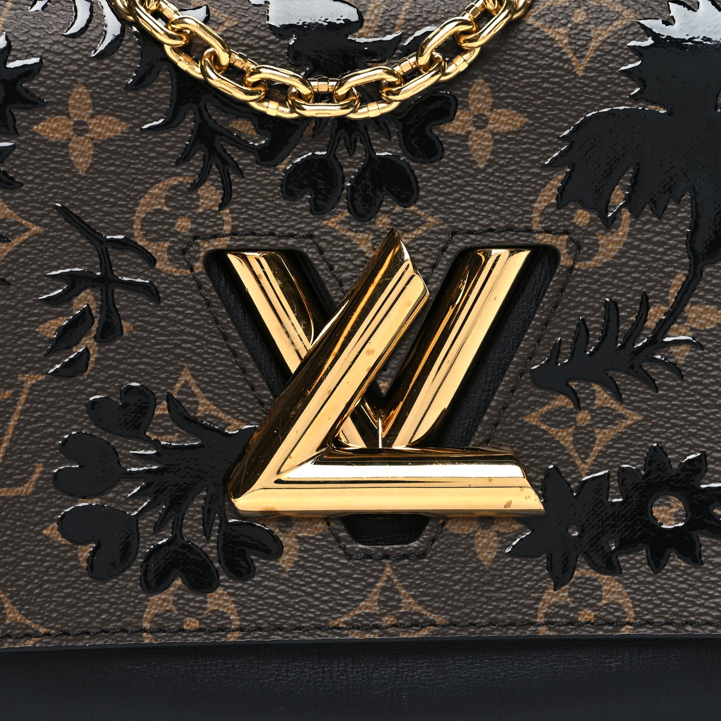 Calfskin Monogram Blossom Twist MM Black
