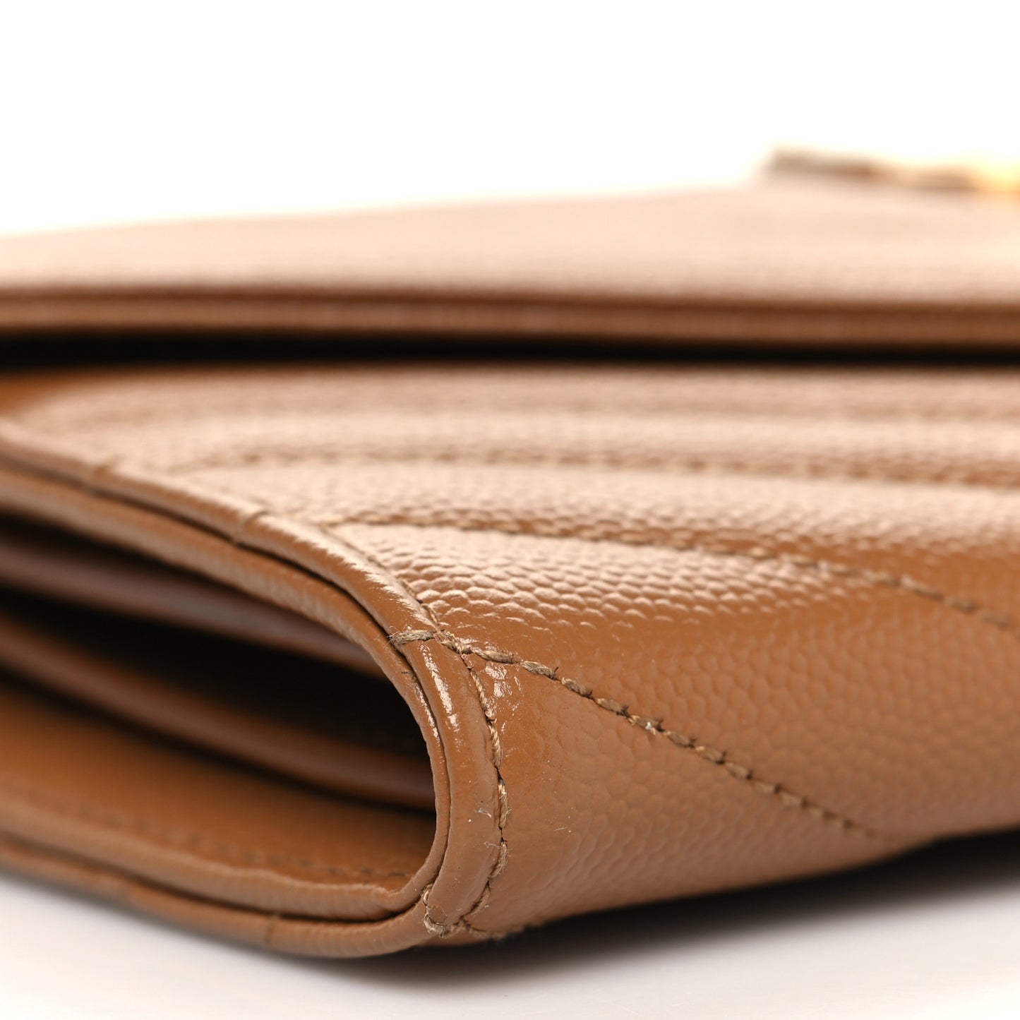Grain De Poudre Matelasse Chevron Monogram Flap Wallet Dark Natural