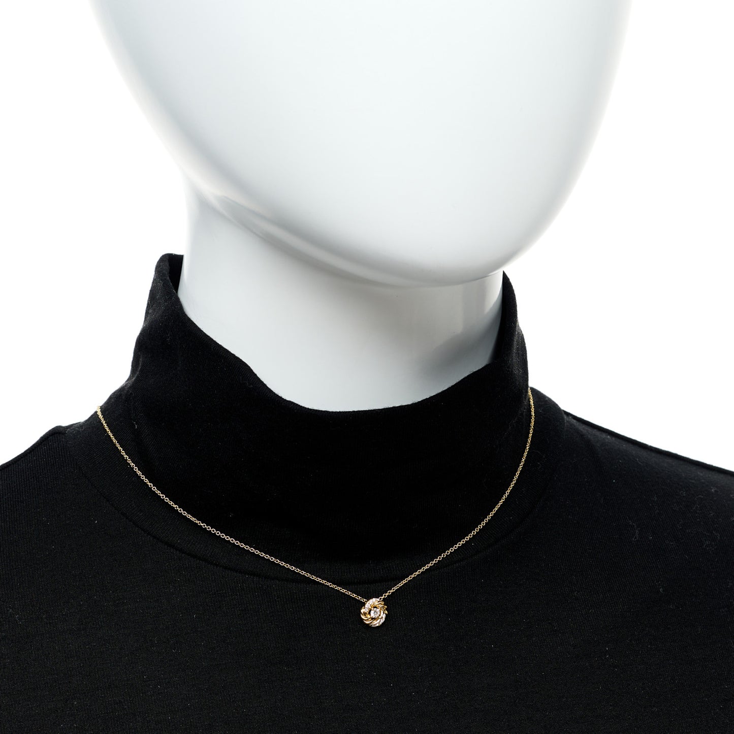 18K Yellow Gold Diamond 8mm Petite Infinity Pendant Necklace